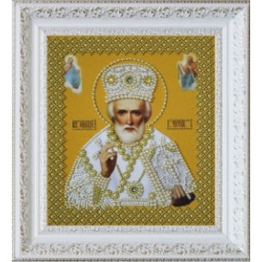 Набор для вышивания Картины Бисером Р-270 Икона святителя Николая Чудотворца (золото)