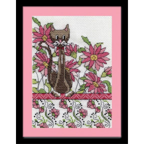 Набір для вишивання Design Works 2806 Pink Floral Cat