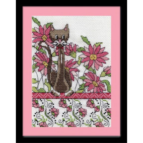 Набор для вышивания Design Works 2806 Pink Floral Cat