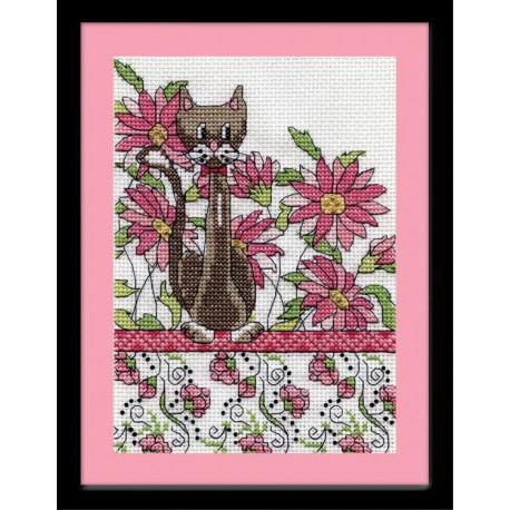 Набір для вишивання Design Works 2806 Pink Floral Cat фото