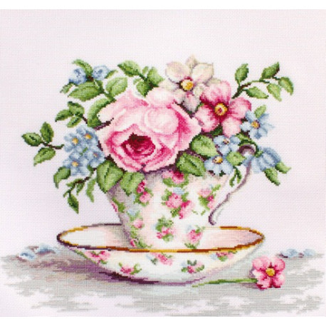 Набор для вышивки крестом Luca-S B2321 Цветы в чайной чашке фото