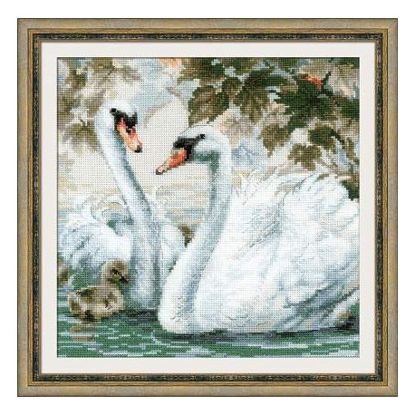 Набір для вишивання хрестиком Ріоліс 1726 Білі лебеді фото