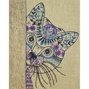 Набір для вишивання нитками (декоративні шви) Марічка НКШ-4011 Цікавий кіт