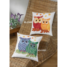 Набор для вышивания PERMIN 83-3351 Owls blue/green