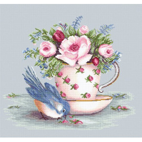 Набор для вышивки крестом Luca-S B2324 Птичка и чашка чая