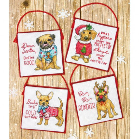 Набор для вышивания крестом Dimensions 70-08972 Christmas Pups Ornaments