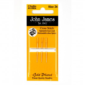 Набір голених голок покритих золотом №22 (3 шт) John James JG19822