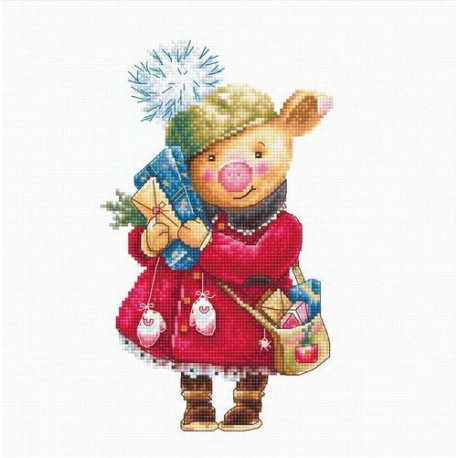 Набір для вишивання Luca-S B1153 Різдвяна свинка фото