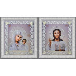 Набор для вышивания бисером  Картины Бисером Р-366 Набор венчальных икон (серебро)