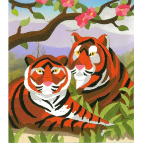 НКЛ-4015 Набори для вишивання нитками (лонгстич) Марічка Пара тигрів