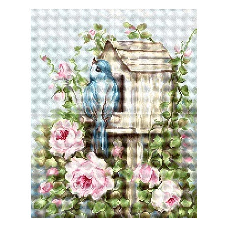 Набор для вышивки крестом Luca-S Птичий дом и розы B2352 фото