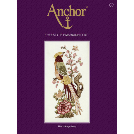 Набір для вишивання гладдю Anchor PE643 Вінтажні півонії фото