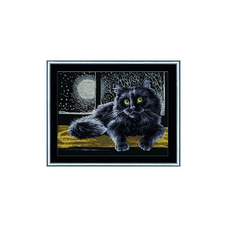 Набір для вишивки хрестиком Золоте Руно К-009 Чорний кіт фото