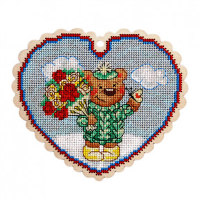 Набор для вышивки крестом Alisena 5546 Медвежонок с букетом