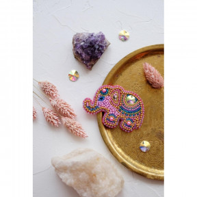Набор для вышивки бисером украшения на натуральном художественном холсте Абрис Арт AD-038 Розовый слоненок
