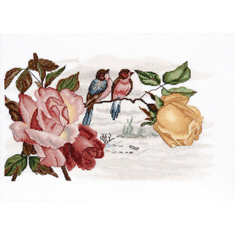 Набор для вышивки крестом Alisena 1217а Роза и птицы фото