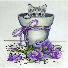Набор для вышивания  Design Works 2545 Flowerpot Kitty