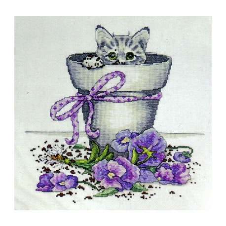 Набір для вишивання Design Works 2545 Flowerpot Kitty фото