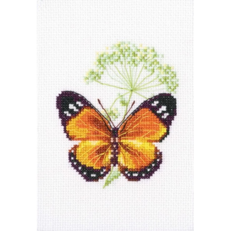 Набір для вишивання хрестиком RTO Квітка кмину та метелик EH365