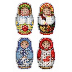 Набор для вышивки крестом МП Студия Русские матрешки. Магниты Р-337