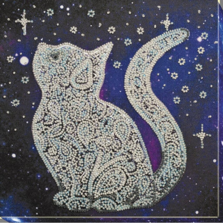 Набір для вишивання бісером на полотні Абріс Арт Зірковий кіт
