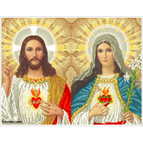 Набор для вышивания бисером БС Солес Открытые сердца Иисуса и Марии ВСІМ-02
