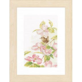 Набор для вышивания Lanarte Pink flowers with a little bird Розовые цветы с маленькой птичкой PN-0149990