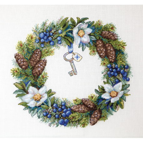 Набор для вышивания крестом Мережка Венок Зимний К-104 фото