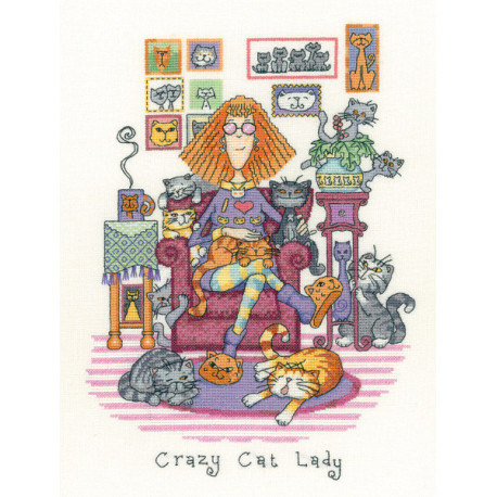 Набор для вышивания крестом Heritage Crafts Crazy Cat Lady