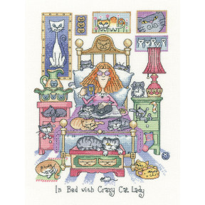 Набор для вышивания крестом Heritage Crafts Crazy In Bed with Crazy Cat Lady H1331