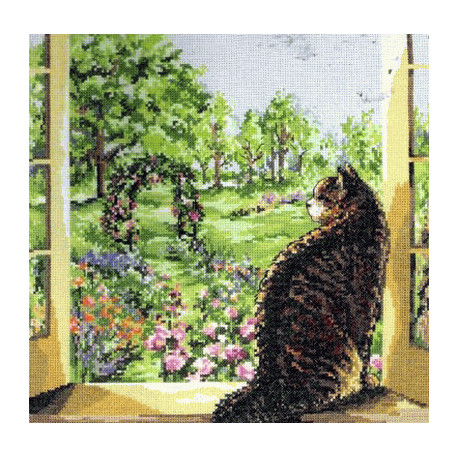 Набор для вышивания Janlynn 023-0336 View of the Garden Cat фото