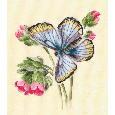 Набір для вишивання RTO Метелик села на ніжну квітку M749 фото