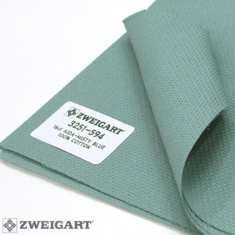 Канва Zweigart 16 (50 см х 50 см ) туманно-синий 3751/594 фото