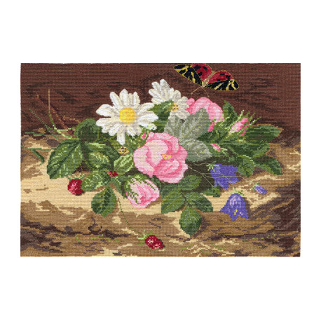 Набор для вышивки крестом Panna Ц-0420 Букет цветов с бабочкой