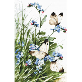 Набор для вышивания LETISTITCH Butterflies and bluebird flowers LETI 939