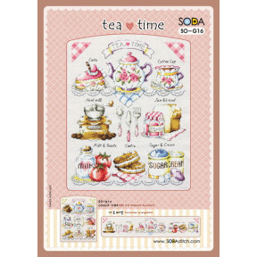 Схема для вышивки нитками крестиком Soda Stitch Tea Time//Время чая SODA Stitch