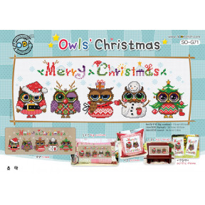 Схема для вышивки нитками крестиком Soda Stitch Owls Christmas//Совиное Рождество SODA Stitch