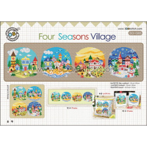 Схема для вышивки нитками крестиком Soda Stitch Four Seasons Village//Деревня четыре сезона SODA Stitch