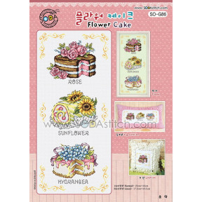 Схема для вышивки нитками крестиком Soda Stitch Flower Cake//Цветочный торт SODA Stitch
