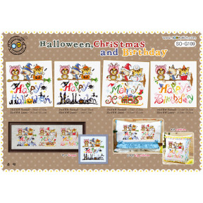 Схема для вишивки нитками хрестиком Soda Stitch Halloween, Christmas and Birthday