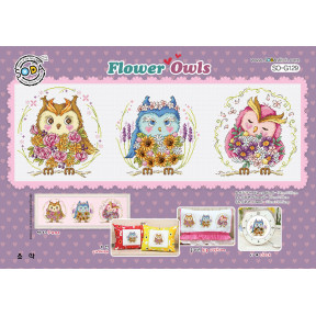 Схема для вишивки нитками хрестиком Soda Stitch Flower Owls