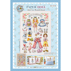 Схема для вышивки нитками крестиком Soda Stitch PAPER DOLL-Alice in Wonderland//Бумажная кукла - Алиса в стране чудес SODA S