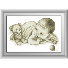 Набор для рисования камнями алмазная живопись Dream Art Малыш с мишкой (квадратные, полная) 30573D