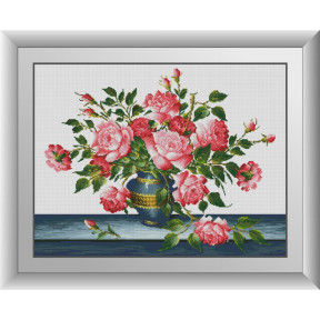 Набор для рисования камнями алмазная живопись Dream Art Розовые розы (квадратные, полная) 30629D