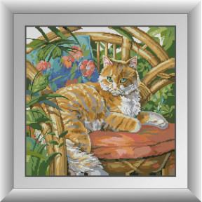Набор для рисования камнями алмазная живопись Dream Art Рыжий кот (квадратные, полная) 30839D