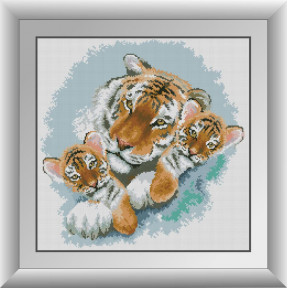 Набор для рисования камнями алмазная живопись Dream Art Семья тигров (квадратные, полная) 30841D