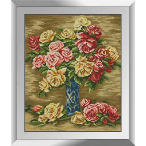 Набор для рисования камнями алмазная живопись Dream Art Розы в вазе (Ренуар) (квадратные, полная) 31139D