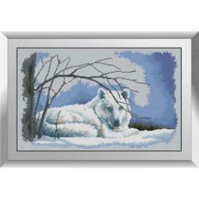 Набор для рисования камнями алмазная живопись Dream Art Волк в снегу (квадратные, полная) 31154D