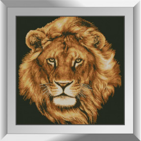 Набор для рисования камнями алмазная живопись Dream Art Портрет льва (квадратные, полная) 31167D