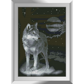 Набор для рисования камнями алмазная живопись Dream Art Ночной волк (квадратные, полная) 31232D